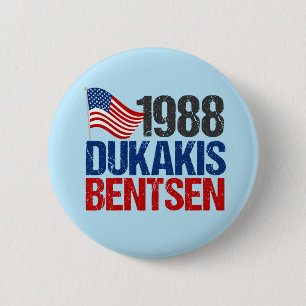 Badge Rond 5 Cm Élection rétro de Dukakis Bentsen 1988