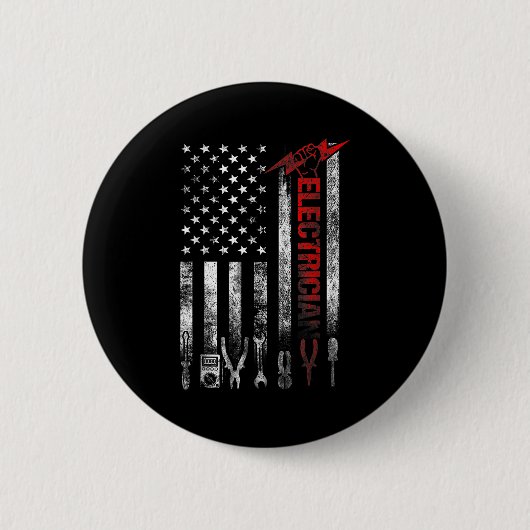 Badge Rond 5 Cm Electrician American Flag Funny Electricians Tools (Devant)