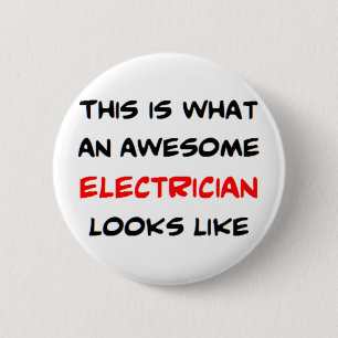 Badge Rond 5 Cm électricien, génial