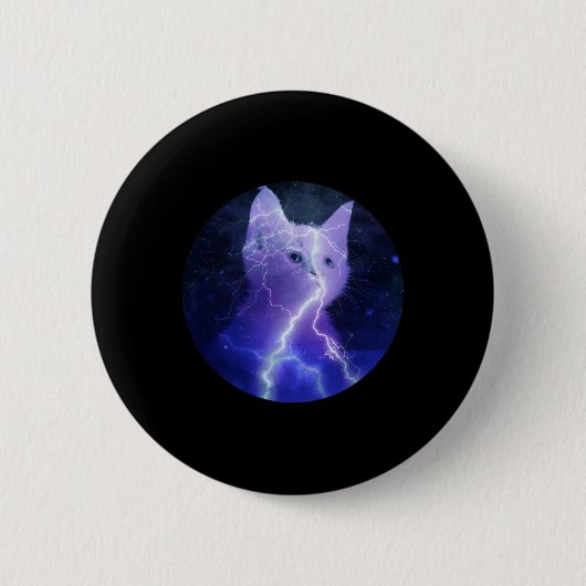 Badge Rond 5 Cm Électricité Chat Éclair Graphique Art Chat Maman (Devant)