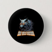 Badge Rond 5 Cm Électrifié Wolf Chaos Animal Rage Énergie (Devant)