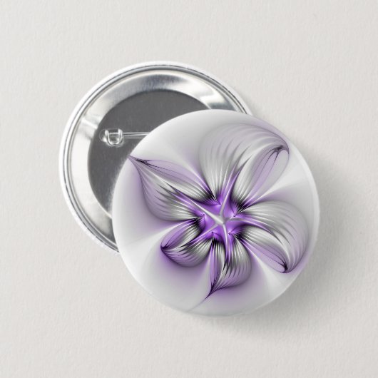 Badge Rond 5 Cm Élégance florale Art Abstrait Violet Fractal moder (Devant & derrière)