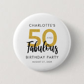 Badge Rond 5 Cm Élégant 50e anniversaire de fête Script Swag perso (Devant)