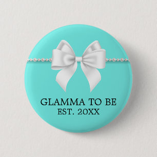 Badge Rond 5 Cm Elégant Baby shower Turquoise Aqua Tiffany Grand G