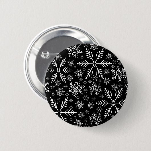 Badge Rond 5 Cm Elégant Black Aqua White Winter Snowflake (Devant & derrière)