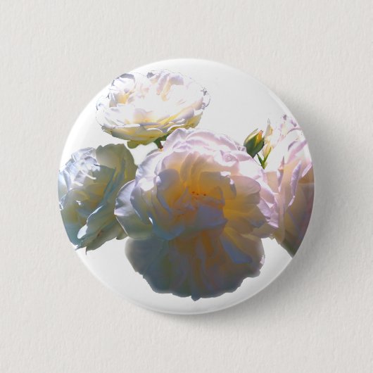 Badge Rond 5 Cm Elégant blanc pêche orange roses (Devant)