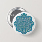 Badge Rond 5 Cm Élégant Bleu Mandala Button Pin - Flore complexe (Devant & derrière)