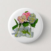 Badge Rond 5 Cm Elégant bleu rose vert vert hydrangée (Devant)
