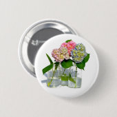 Badge Rond 5 Cm Elégant bleu rose vert vert hydrangée (Devant & derrière)