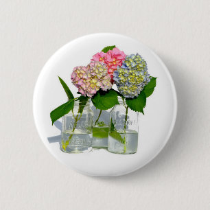 Badge Rond 5 Cm Elégant bleu rose vert vert hydrangée