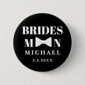 Badge Rond 5 Cm élégant brasseur noir blanc mariage élégant (Devant)