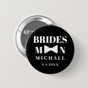Badge Rond 5 Cm élégant brasseur noir blanc mariage élégant