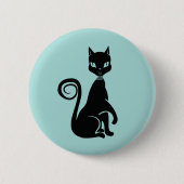 Badge Rond 5 Cm Élégant chat noir (Devant)
