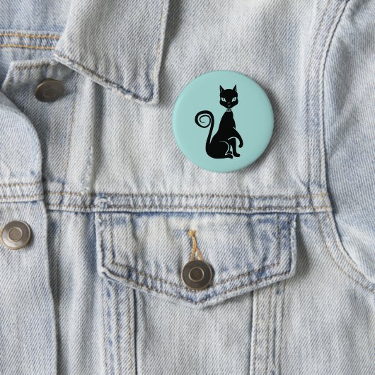 Badge Rond 5 Cm Élégant chat noir (En situation)