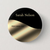 Badge Rond 5 Cm Élégant élégant Noir Or (Devant)
