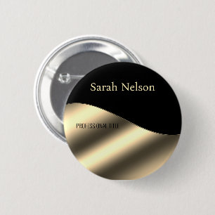 Badge Rond 5 Cm Élégant élégant Noir Or