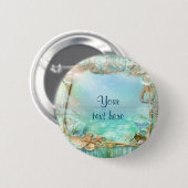 Badge Rond 5 Cm Elégant Enchanted Sea Beach Tropical Pin BUTTON (Devant & derrière)