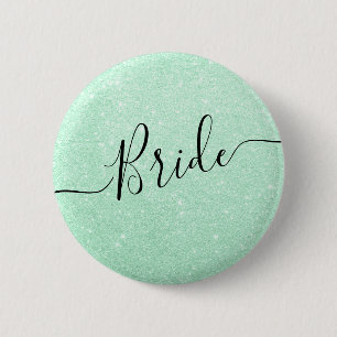 Badge Rond 5 Cm Élégant et moderne mariage de la mariée verte