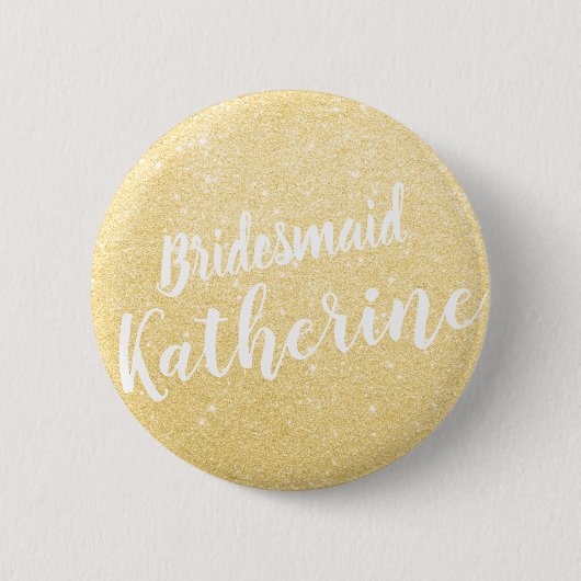 Badge Rond 5 Cm Elégant et moderne parties scintillant or bridesma (Devant)