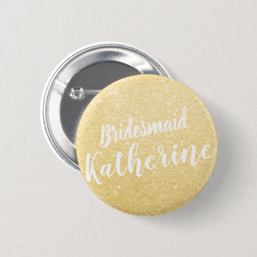 Badge Rond 5 Cm Elégant et moderne parties scintillant or bridesma (Devant & derrière)