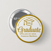 Badge Rond 5 Cm Elégant Gold Business School MBA (Devant & derrière)