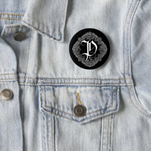 Badge Rond 5 Cm Élégant Goth Initial P
