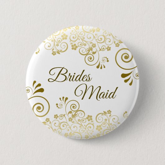 Badge Rond 5 Cm Élégant Lacy Gold Filigree Bridesmaid Mariage (Devant)