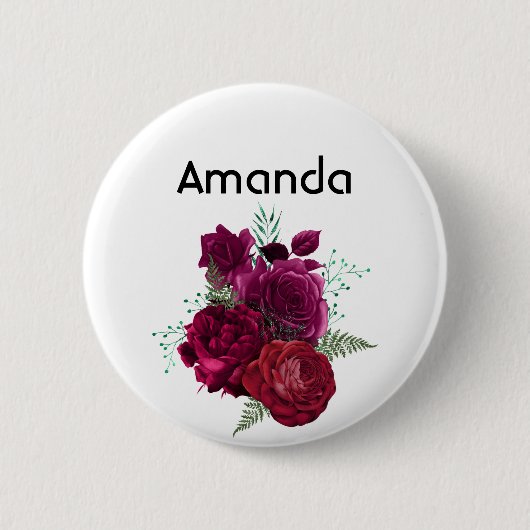 Badge Rond 5 Cm Elegant Magenta Rose Floral Bouquet (Devant)