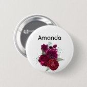 Badge Rond 5 Cm Elegant Magenta Rose Floral Bouquet (Devant & derrière)