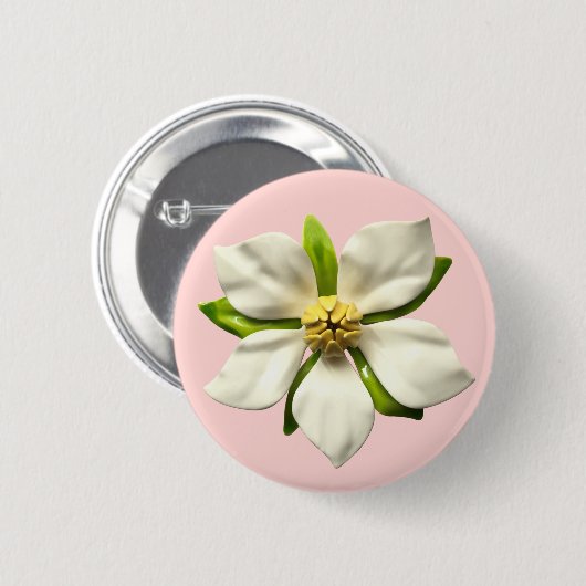 Badge Rond 5 Cm Elégant Mariage Fleur Magnolia Présent Ajouter Sur (Devant & derrière)