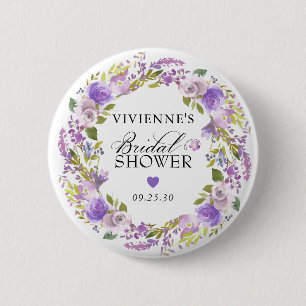 Badge Rond 5 Cm Élégant Mariage Fleurie Violette