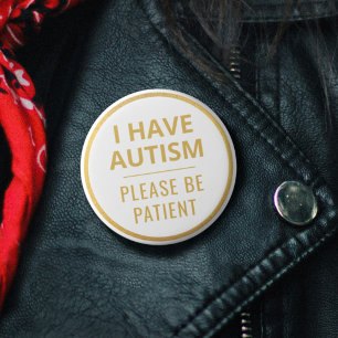 Badge Rond 5 Cm Élégant minimaliste Or blanc Texte Autisme