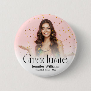 Badge Rond 5 Cm élégant moderne script minimal photo Graduation