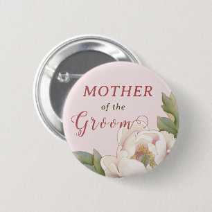 Badge Rond 5 Cm Elegant Mother of the Groom Blush Pink Floral But