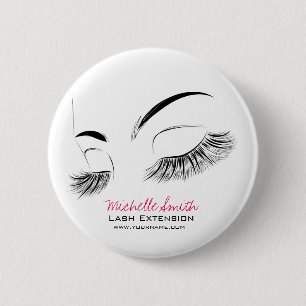 Badge Rond 5 Cm Elégant noir et blanc Eyelashes Dessin Barre Lash