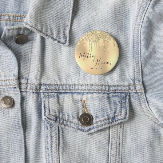 Badge Rond 5 Cm Elégant parties scintillant or gouttes matron d'ho (En situation)