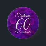 Badge Rond 5 Cm Elegant Purple 60 et fête d'anniversaire sensation<br><div class="desc">Elegant Purple 60 and Sensational Birthday Party button Special unique elegant purple birthday party button pin specially designed for your friends are turning 60 and are sensational ! Personalize this birthday party button pin with their name. Parfait pour le parti as favor for your guests. Can be used as a...</div>