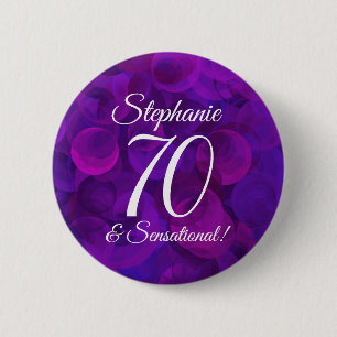 Badge Rond 5 Cm Elegant Purple 70 et fête d'anniversaire sensatio
