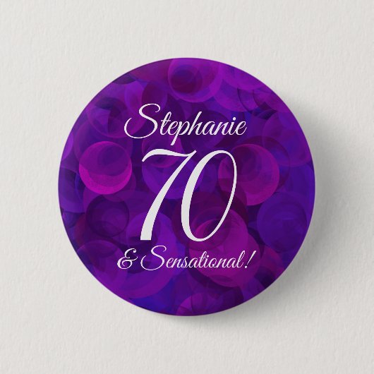 Badge Rond 5 Cm Elegant Purple 70 et fête d'anniversaire sensation (Devant)