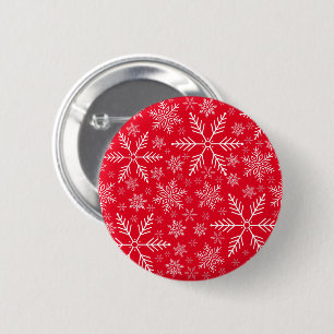 Badge Rond 5 Cm Elégant Red Aqua White Winter Snowflake