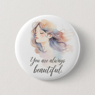 Badge Rond 5 Cm Elegant Romantic Girl Illustration – You Are Alway