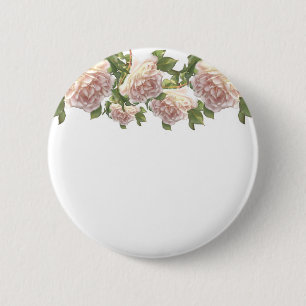 Badge Rond 5 Cm Elégant rose à fleurs blanc peachy orange foncé