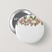 Badge Rond 5 Cm Elégant rose à fleurs blanc peachy orange foncé (Devant & derrière)