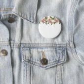 Badge Rond 5 Cm Elégant rose à fleurs blanc peachy orange foncé (En situation)