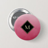Badge Rond 5 Cm Élégant rose Brossé Avec Monogramme Or Simple (Devant & derrière)