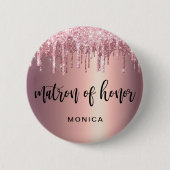 Badge Rond 5 Cm Elégant rose parties scintillant or gouttes matron (Devant)