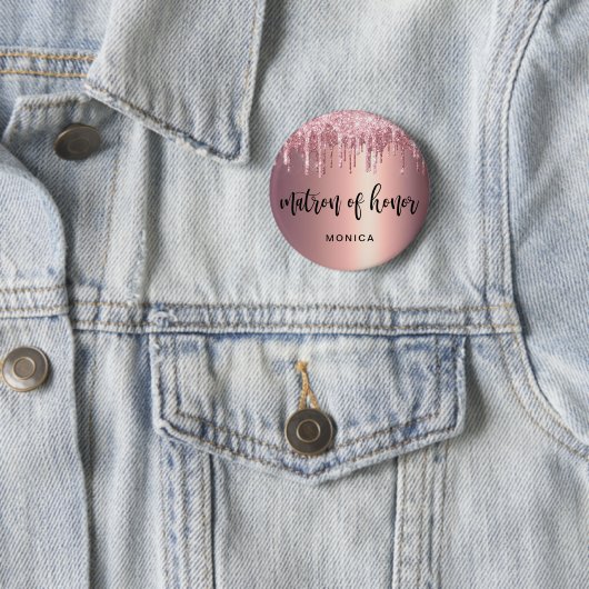 Badge Rond 5 Cm Elégant rose parties scintillant or gouttes matron (En situation)