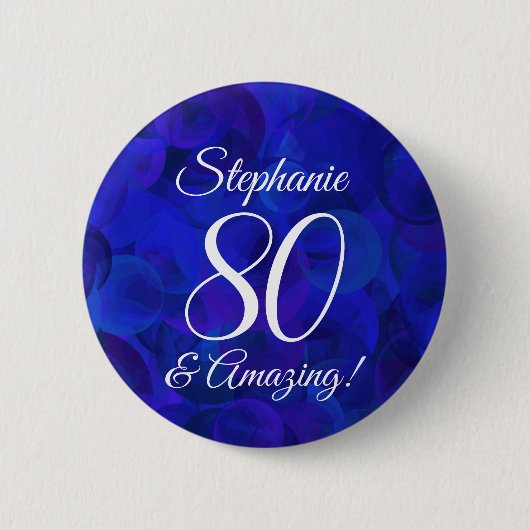 Badge Rond 5 Cm Elégant Royal Blue 80 et anniversaire Extraordinai (Devant)