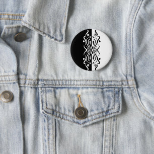 Badge Rond 5 Cm Élégant style arlequin Abstrait noir et blanc