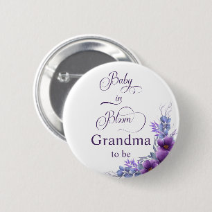 Badge Rond 5 Cm Elégante aquarelle violet fleur grand-mère à être
